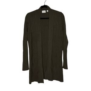 Textured Knit Open Cardigan – Olive / Moss Green - Size M